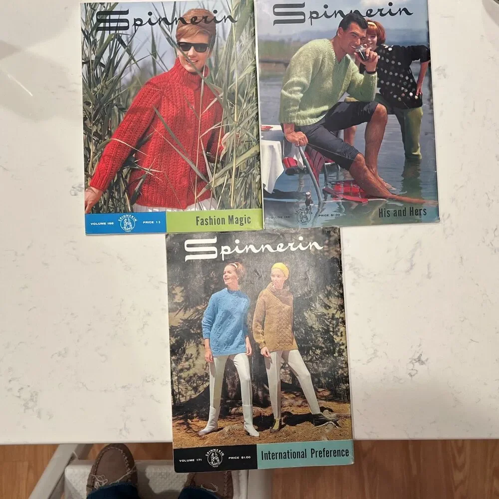 Vintage 1960s Spinnerin Knitting Crochet Magazine Pattern Book Lot of 3